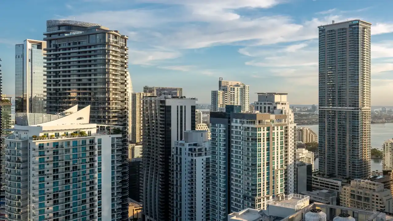 Brickell high-rise towers above Biscayne Bay, Miami