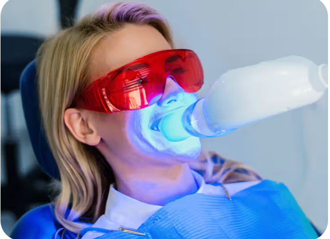 LED teeth whitening treatment at a luxury massage Brickell Miami spa